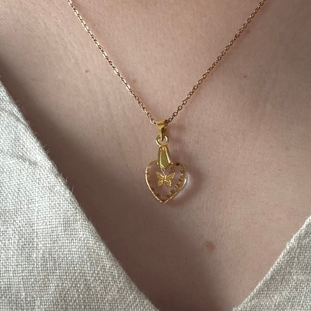 Collier Cœur Papillon Enchanté