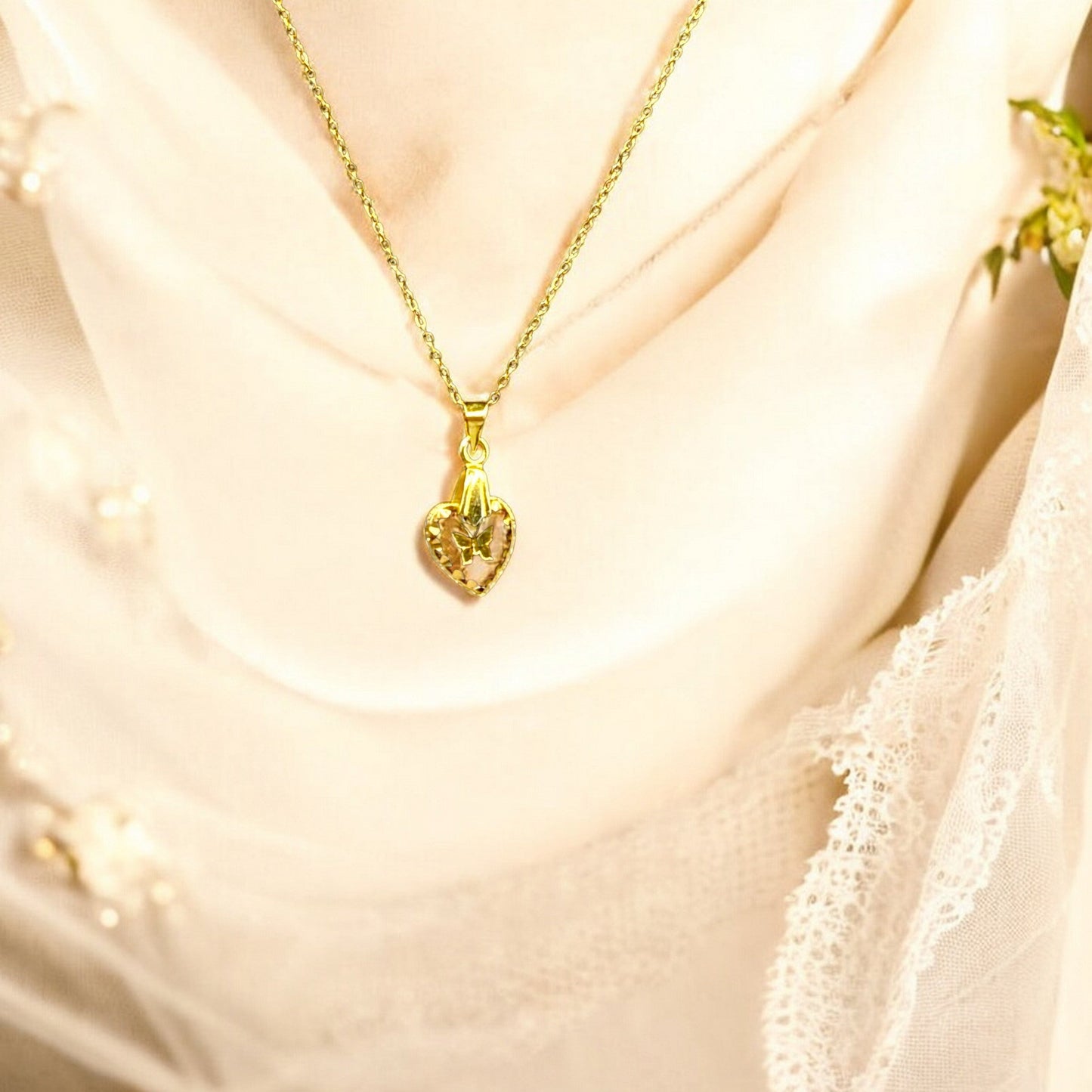 Collier Cœur Papillon Enchanté