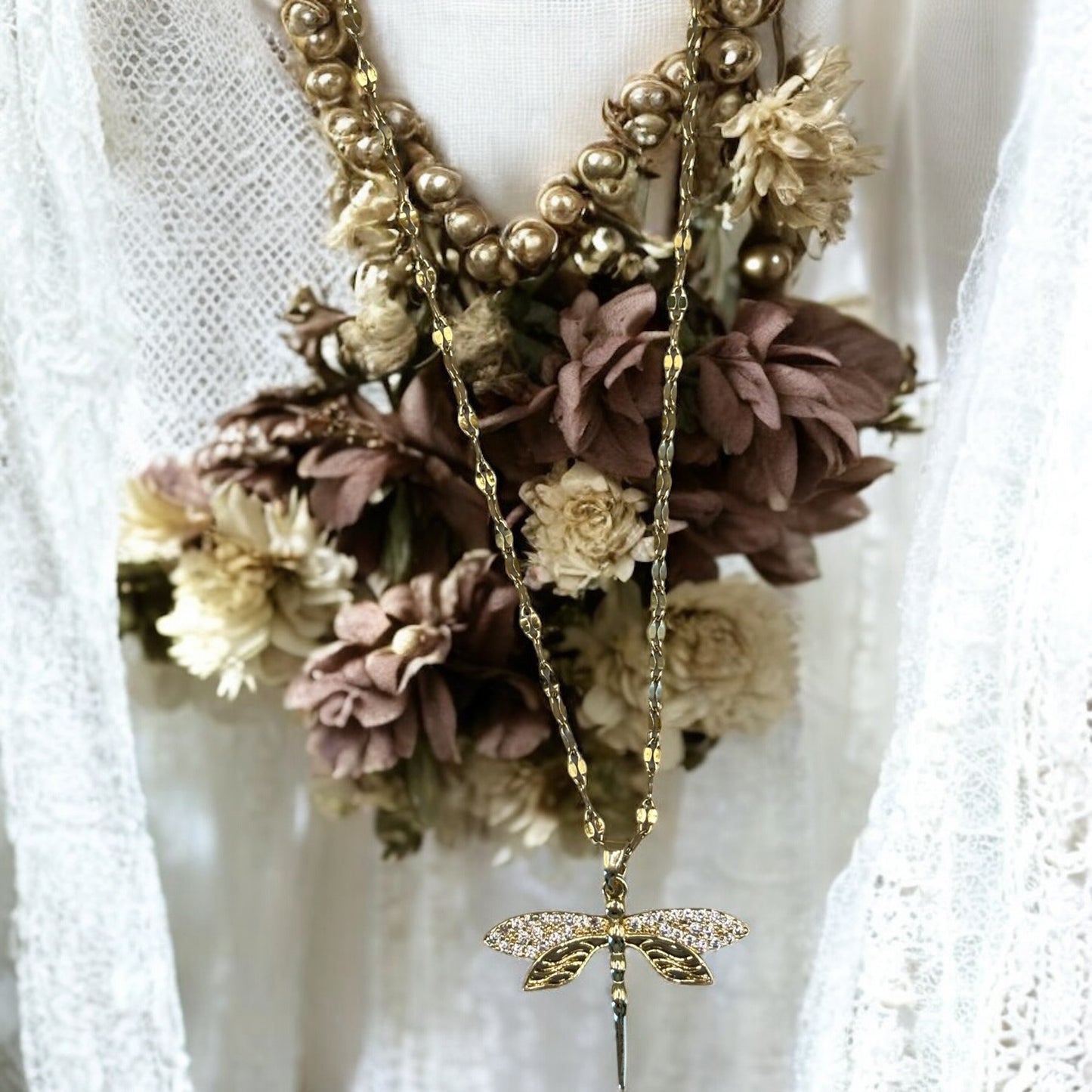 Collier Libellule Dorée