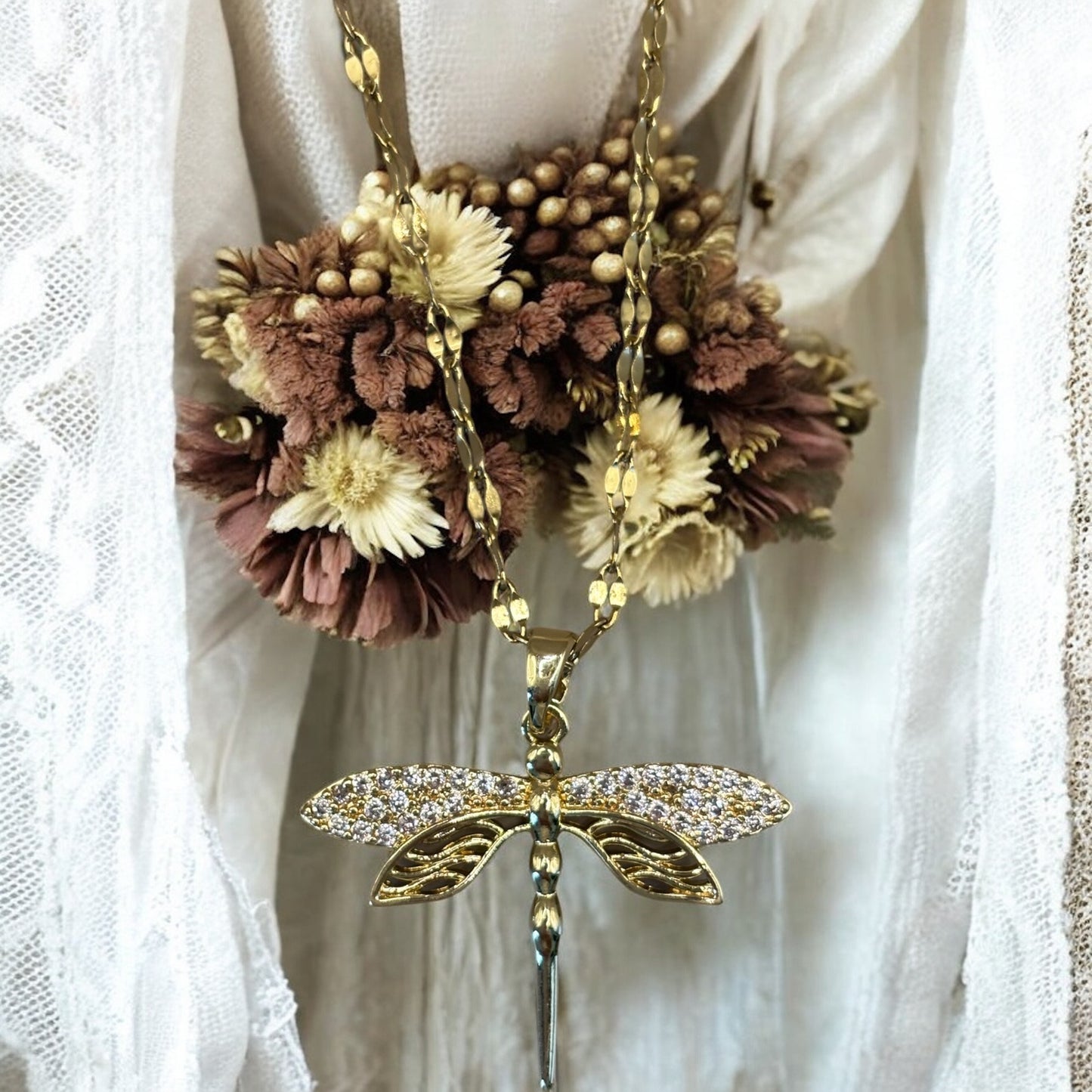 Collier Libellule Dorée