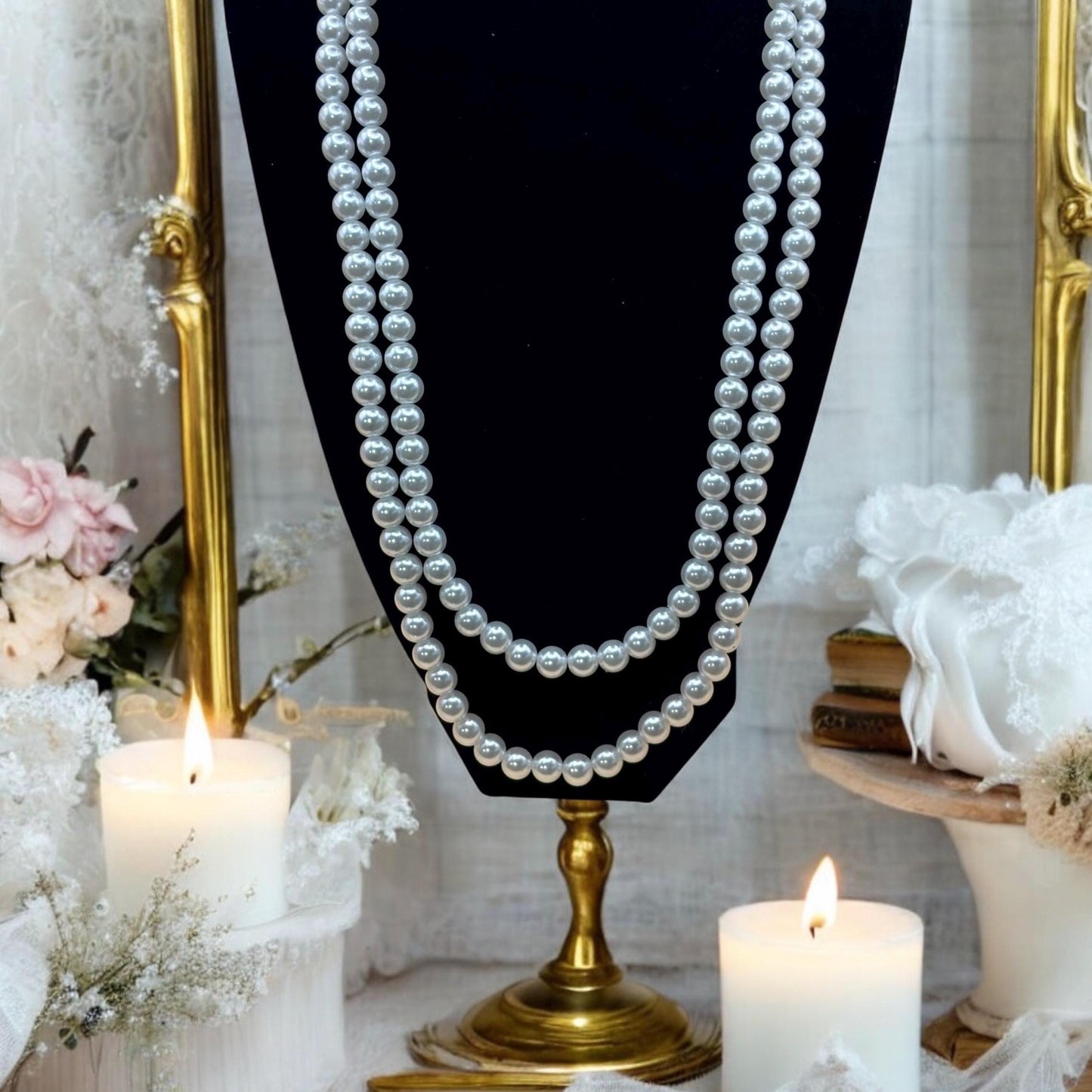 Collier à perle blanche, collier femme élégant, idée cadeau femme, Bridgerton.