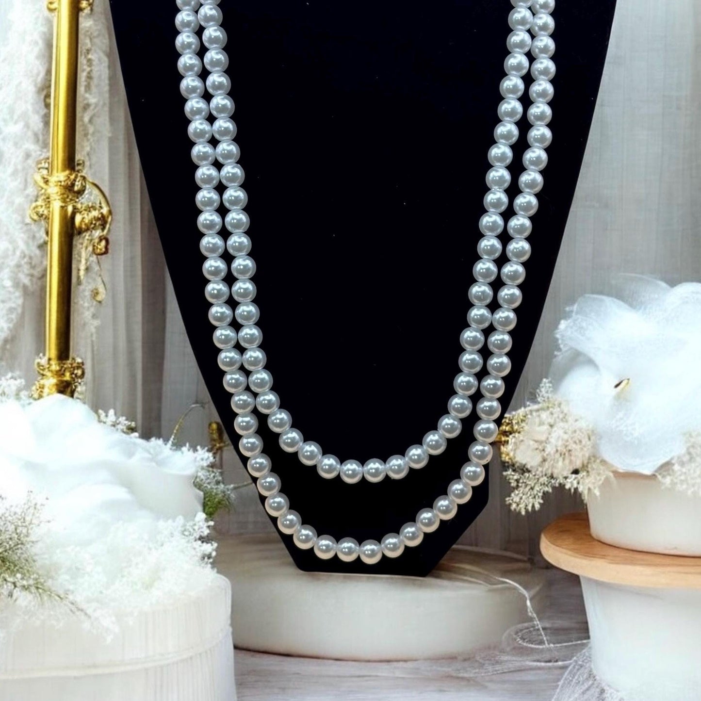 Collier à perle blanche, collier femme élégant, idée cadeau femme, Bridgerton.