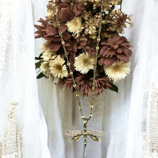 Collier Libellule Dorée