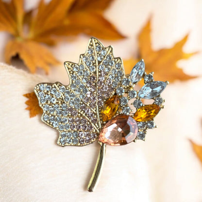 Broche Feuille d'Automne Scintillante