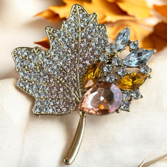 Broche Feuille d'Automne Scintillante